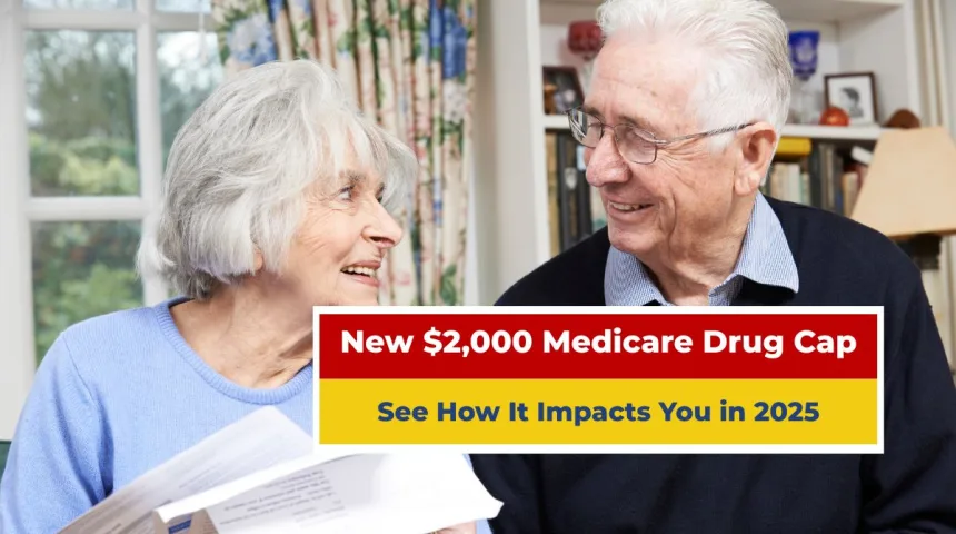 Senior couple checking Medicare Part D documents at home