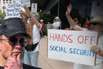 Protest against new policies imposed on social security administration in Miami, Florida.
