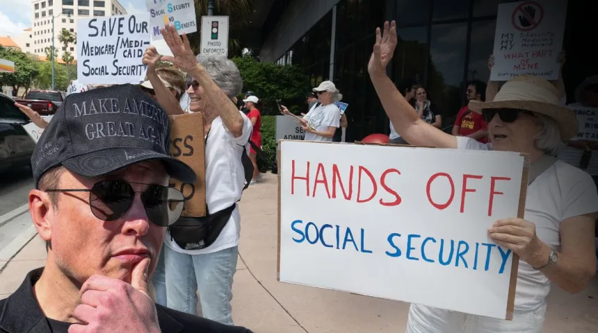 Protest against new policies imposed on social security administration in Miami, Florida.