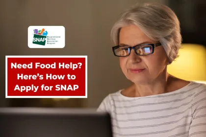 Senior applying for SNAP benefits using a laptop