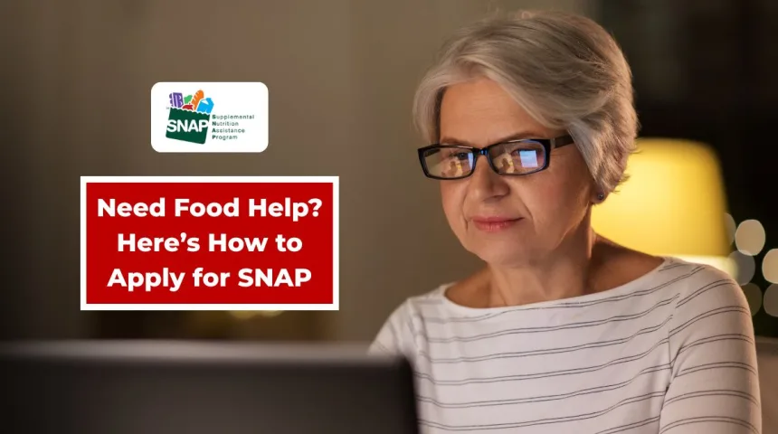 Senior applying for SNAP benefits using a laptop
