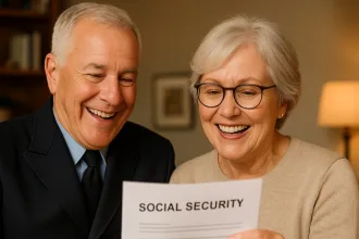 Retired public servant and spouse celebrating increased Social Security benefits after the 2025 repeal of WEP and GPO.